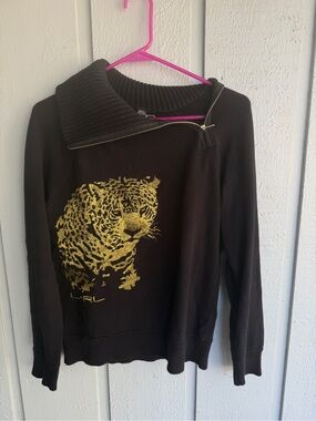 Lauren Ralph Lauren active‎ gold leopard pullover sweater size small Athleisure